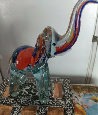 Vintage Murano Art Glass Elephant Figurine 8 1/2 "