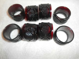 Set Of 8 / Avon Ruby Red 1876 Cape Cod Glass Napkin Rings