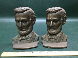 Vintage Cast Iron Bookends Abraham Lincoln President Bust Sculpture No.  122