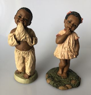 2 Vintage Martha Holcombe Figurines David & Dori God Is Love All Gods Children