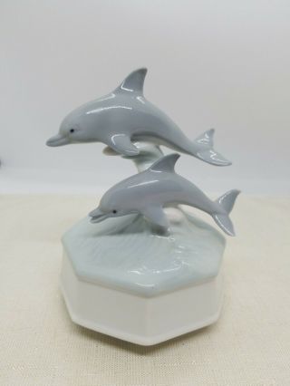 Otagiri Japan Dolphins Plays Pearly Shells San Francisco Music Box Co Hand Paint