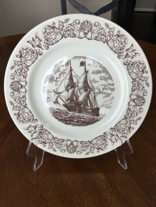 Wedgwood Plate Commemorating 350th Anniversary Of Mayflower Sailing 10 3/8 "
