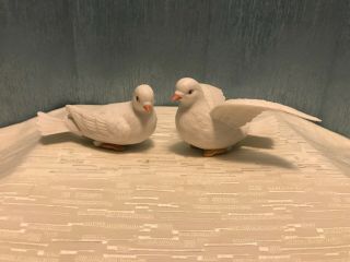Homco White Dove Figurine Porcelain Set 8856 Set Of 2 Home Interior Vintage