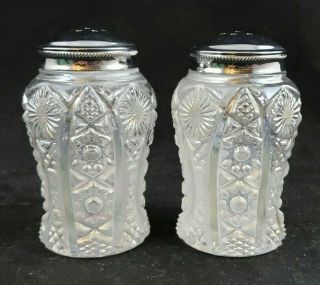 Vintage Imperial Clear Daisy And Button Carnival Glass Salt And Pepper Shakers