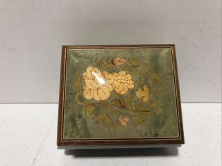 Vintage Music Box Romance Swiss Made By Reuge Italy Green Floral Antique