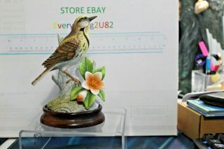 Vintage Andrea By Sadek Japan Porcelain 9386 Meadowlark Bird Flower Figurine