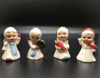 Vintage Tiny Christmas Angel Girls Salt And Pepper Shakers,  Two Pair