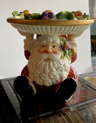 Fitz And Floyd Essentials Christmas Santa Candy Dish Or Pillar Candle Holder