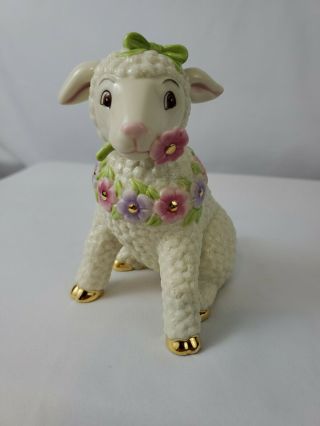 Lenox 4 1/2 ”fresh As Spring Lamb " With Flower Necklace And Gold Trim -