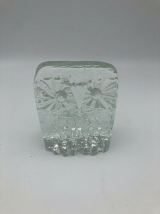 Crystal Glass Owl Book End Frosted Glass Accent
