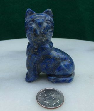 Antique Chinese Hand Carved Lapis Lazuli Cat 61 Grams Total Weight.