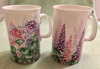 Dunoon Of England Summer Haze By Noelle Malkin Tea Coffee Cups Fine China (pair)