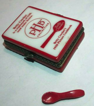 Vintage Phb Porcelain Hinged Trinket Box Betty Crocker Cook Book Chef Miniature