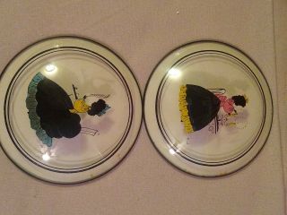 2 Rare Vintage Silhouette Bubble Glass Picture Of Lady Framed 1940s