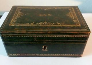 Small Vintage Green Italian Leather Trinket/Jewelry Box old 2