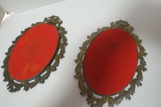Vintage Set Of 2 Brass Ornate Picture Frames Oval Shape 8.  5 " X 5.  5 " Wall Hang
