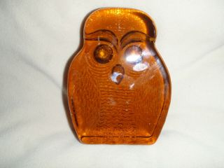 Vintage Blenko Amber Glass Owl Single Bookend Mid Century