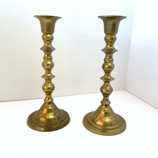2 Vintage 6.  5” Solid Brass Candlestick Taper Candle Holder Pair Set