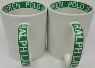 Ralph Lauren Polo Jeans Co Green Label White Coffee Porcelain Mugs Set Of 2