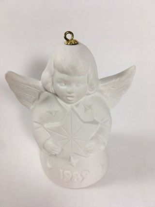 Vintage 1989 Goebel Angel - Bell Annual Christmas Tree Ornament 14th Edition Dated 2