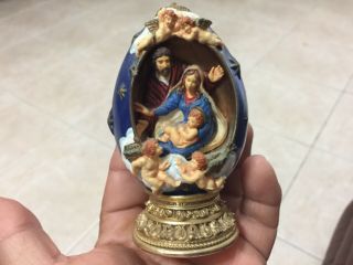 The Franklin House Of Faberge Cobalt Blue Egg " The Nativity " Serial