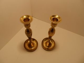 Vintage Hosley Solid Brass Candle Stick Holders 9 " X 3.  5 " - Set Of 2 - Gc