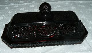 Vintage Avon 1876 Cape Cod Ruby Red Glass Covered Butter Dish Euc