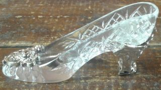 Decorative Shoe Figurine Crystal Clear Gold Plastic Ladies High Heel Slipper