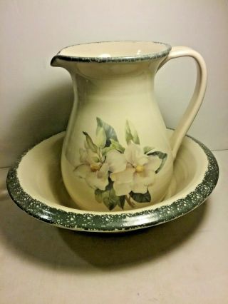 Home & Garden Party Magnolia Pitcher And Basin