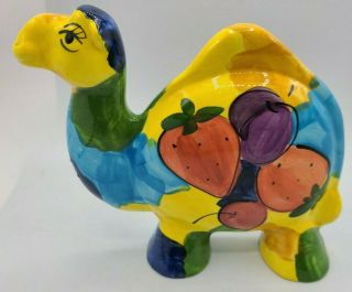 Colorful Turov Art Ceramics Camel Hand Painted With Strawberries