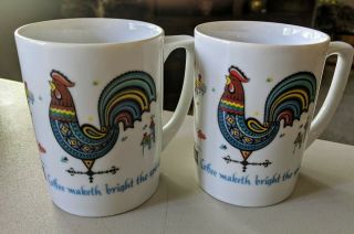 2 Berggren Cups Mugs Coffee Maketh Bright The Spirit Rooster Sweden Scandinavian