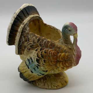 Vtg 4” Napcoware Ceramic Holiday Turkey Planter
