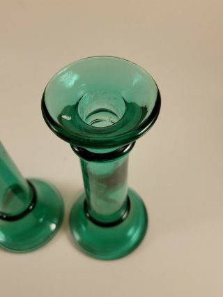 Collectible Vintage Set of 2 Aqua/Green Glass Candle Sticks / Candlesticks 7 