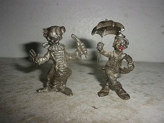 6 Vintage Miniature Pewter Clowns Decorative Figurines 3