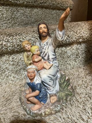 Homco Masterpiece Porcelain Jesus And Children Come Unto Me 1989