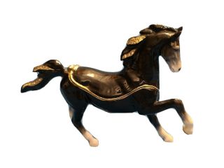 Kingspoint Black Stallion Horse Jeweled Trinket Box W Matching Pendant Look Here