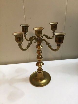 Brass Ornate Candle Holders 5 Candelabra Antique Vintage 9 1/2” Tall