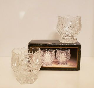 2 Crystal Clear Signatures Carolyn 3 " 24 Lead Crystal Votive Candle Holder
