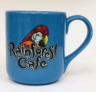 Htf Rainforest Cafe Parrot Rio Bird Blue Collectible Large Coffee Mug Cup Disc.