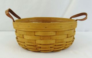 Vintage Longaberger 1995 Darning Basket With Protector And Leather Handles