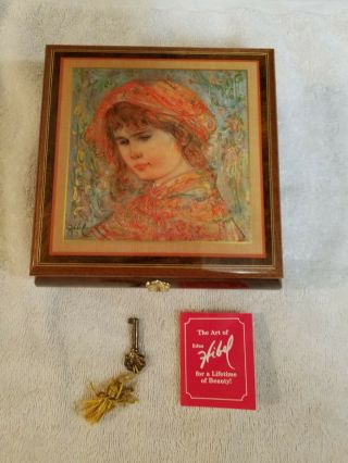 Vintage Hand Crafted Reuge Musical Jewelry Box Rare Edna Hibel Signed Painting