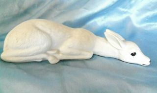 Fine Porcelain White Deer Figurine 9 1/2 " L