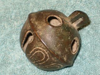 Antique Brass Petal Sleigh Bell Gift To Baby Born 1887 As A Rattle 1 ¾ X 1 ⅞
