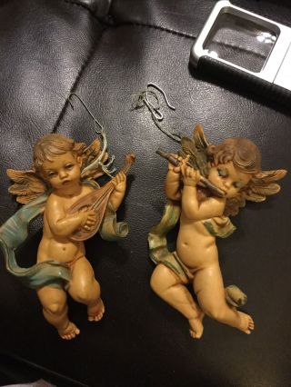 Vintage Depose Italy Cherub Angel Musician Ornaments Fontanini Figures Set Of 2