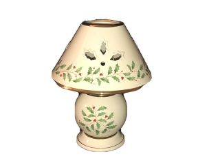 Lenox Porcelain Holiday Christmas Tea Light Candle Lamp - Holly Berry Design