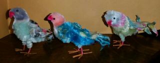Vintage 3 Fuzzy Chenille Birds Colorful Pipe Cleaners