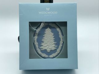Wedgwood Jasperware White On Blue Christmas Tree Ornament Box