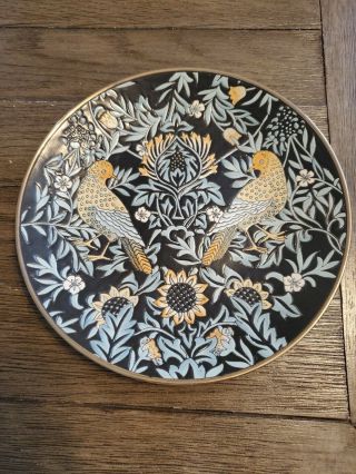 Oriental Decorative Plate Bird Floral Black & Gold Vintage Andrea Sadek 10 "