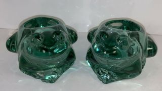2 - Indiana Glass Spanish Green Tealight Votive Candle Holders Frogs