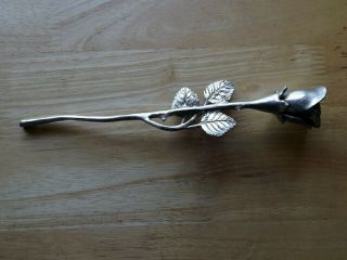 Fellowship Foundry Pewter Long Stem Rose 2003 Retired 9 Inches Long